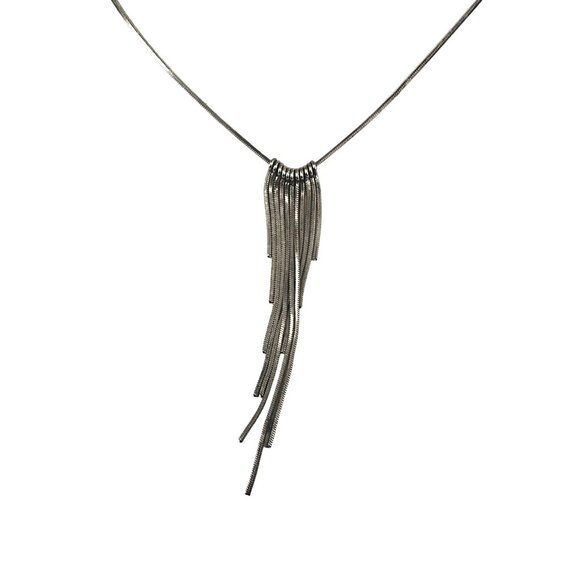 Sterling Silver Italy Long Tassel Pendant Necklace With Adjustable Chain For Wom - Picture 2 of 9